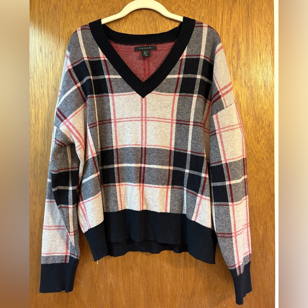 Super Soft Plaid V-Neck Sweater